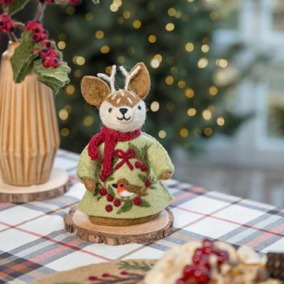 Sjaal met verhaal Decoratie Hert English Christmas Roodborstje