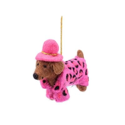 Sjaal met verhaal Hanger Teckel Panter Roze