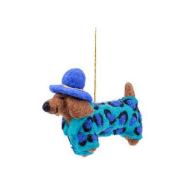 Sjaal met verhaal Hanger Teckel Panter Turquoise