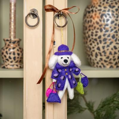 Sjaal met verhaal Hanger Poedel Shopaholic Paars