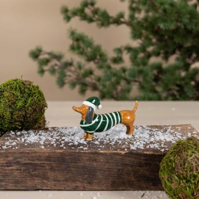Storefactory decoratiefiguur Teckel Albin groen