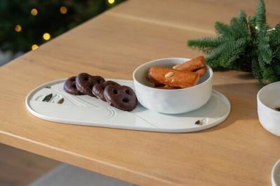 Räder schaal plat Winters tafereel