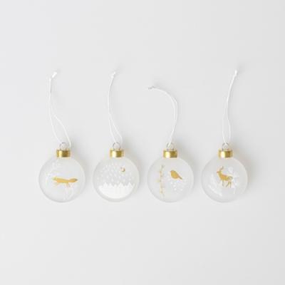 Räder hangers, platte glazen balletjes Frosted set van 4