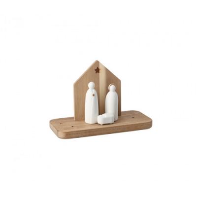 Räder Kerststal op houten plankje