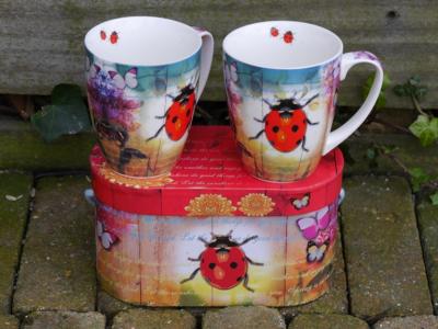 PPD mokkenset Ladybug & Flowers porselein