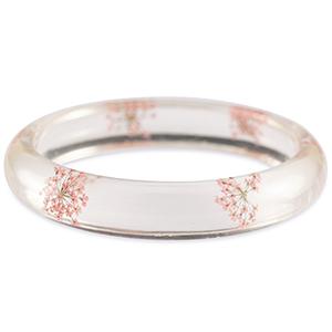 Trendy Bangle armband light pink met gedroogde bloemetjes, large