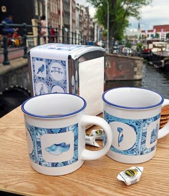 Cabanaz thee/koffie mok Dutch Blue, set van 4 250 ml