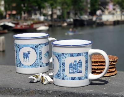 Cabanaz thee/koffie mok Dutch Blue, set van 4 250 ml