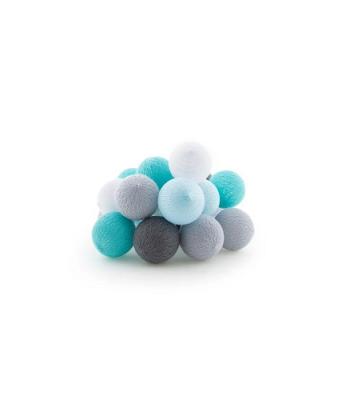 Buiten lichtslinger Cotton Ball Lights Turquesa, starterkit 20 lampjes