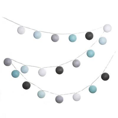 Buiten lichtslinger Cotton Ball Lights Turquesa, starterkit 20 lampjes