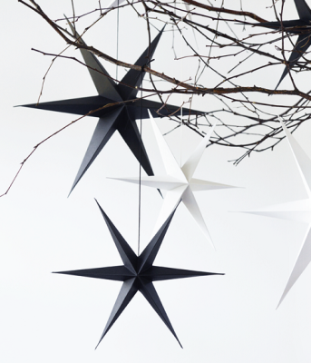Paper stars Black, set van 2 kerststerren