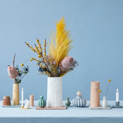 Dottir Pipanella vaasjes Flock Clean linnen, set van 3