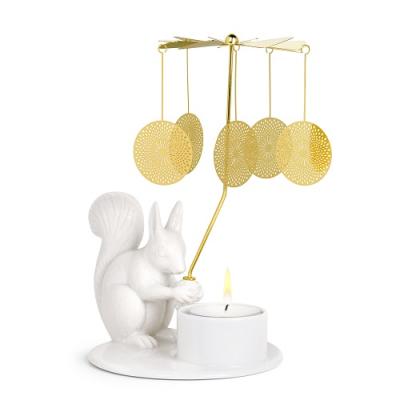 Dottir waxinelicht Eekhoorn met Angel Chime wit-goud