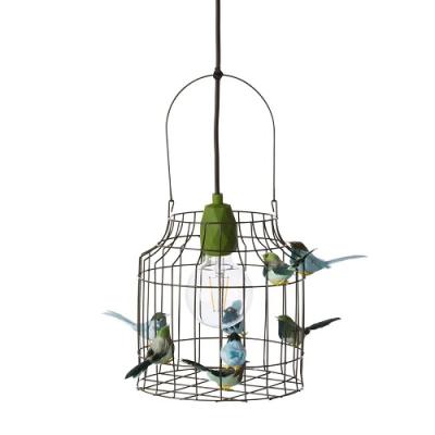 Hanglamp vogeltjes in legergroene kooi small