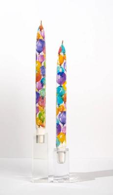 Flatyz set van 2 platte kunstkaarsen Colourful Birthday Balloons