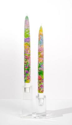 Flatyz set van 2 platte kunstkaarsen Watercolour Rainbow Flowers