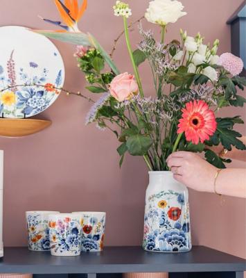 Heinen Delftsblauw mok Wildbloemen Bloementuintje