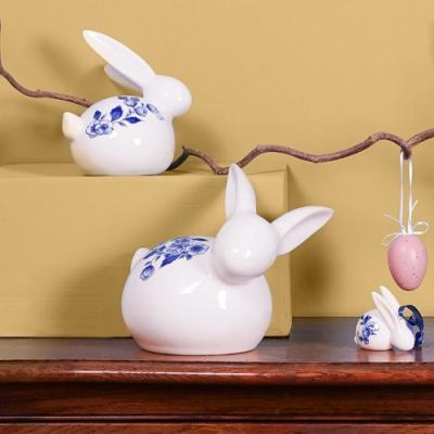 Heinen Delftsblauw hanger haasjes, set van 3