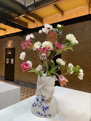 Heinen Delftsblauw vaas Meisje met de Parel