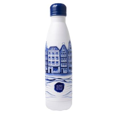 Heinen Delftsblauw Waterfles Grachthuis Plateel
