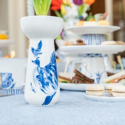 Heinen Delftsblauw (Hyacint) vaas Tulpen