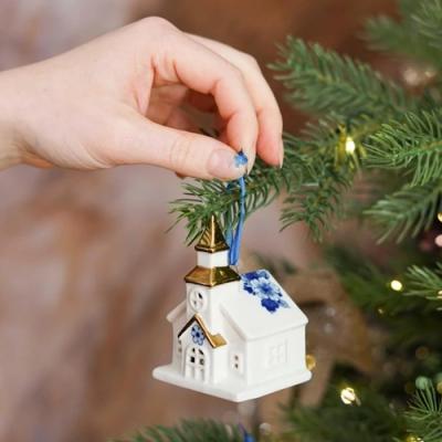 Heinen Delftsblauw hanger Kerk