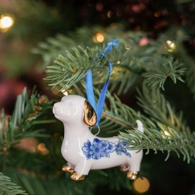 Heinen Delftsblauw hanger Teckel