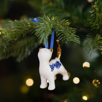Heinen Delftsblauw hanger Poes Bedelend