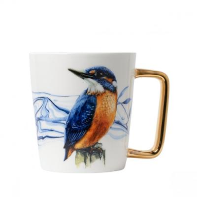 Heinen Delftsblauw  mok IJsvogel goud