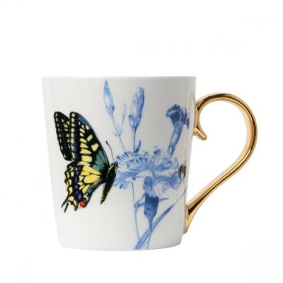 Heinen Delftsblauw  mok Koninginnepage goud