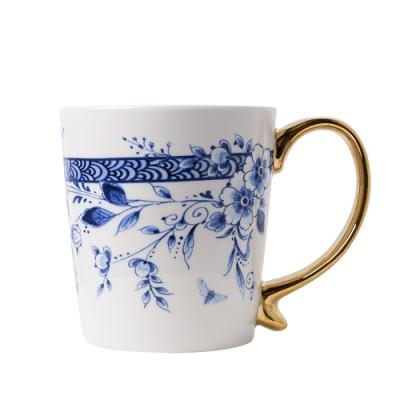 Heinen Delftsblauw mok Faience goud