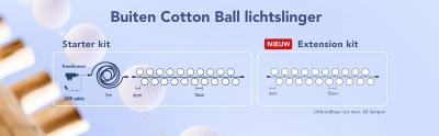 Buiten lichtslinger Cotton Ball Lights Turquesa, starterkit 20 lampjes