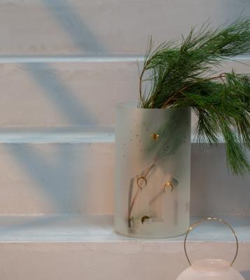 Räder lantaarn glas windlicht/vaas met kerststal