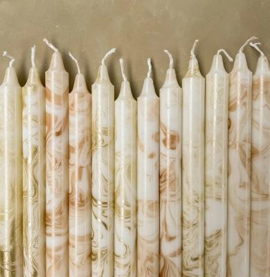 Kaars marmer brons metallic - wit, per stuk verkocht