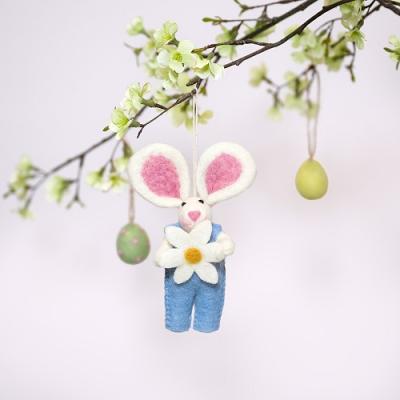 Sjaal met verhaal hanger Haasje met margriet, BLAUWE overal