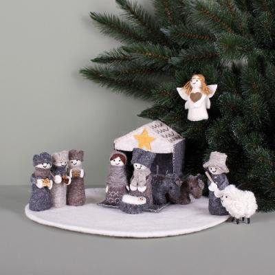 Sjaal met verhaal Kerststal Naturel wolvilt