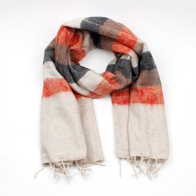 Sjaal met verhaal shawl creme taupe oranje