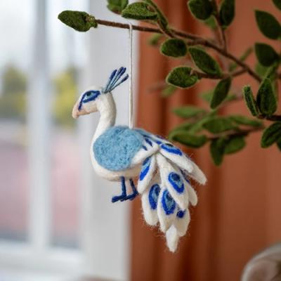 Sjaal met verhaal hanger vogel Delftsblauw Pauw