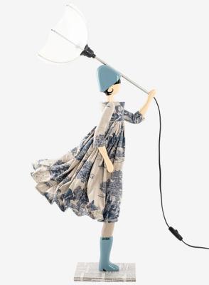 Skitso Little Girl Jane Au schemerlamp met roze bloem kapje