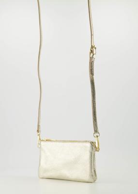 Leren tasje Menna metallic zilver
