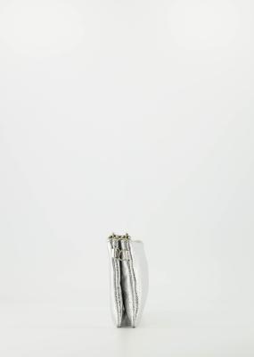 Leren tasje Menna metallic zilver