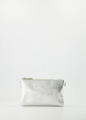 Leren tasje Menna metallic zilver