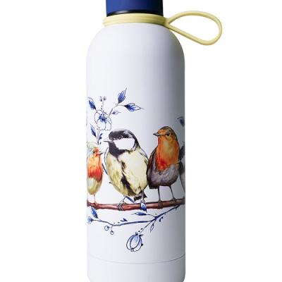 Heinen Delftsblauw Waterfles Bosvogels wit